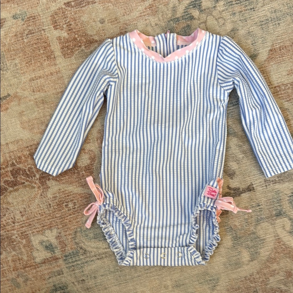 Ruffle butts Striped Long Sleeve Baby swimsuit